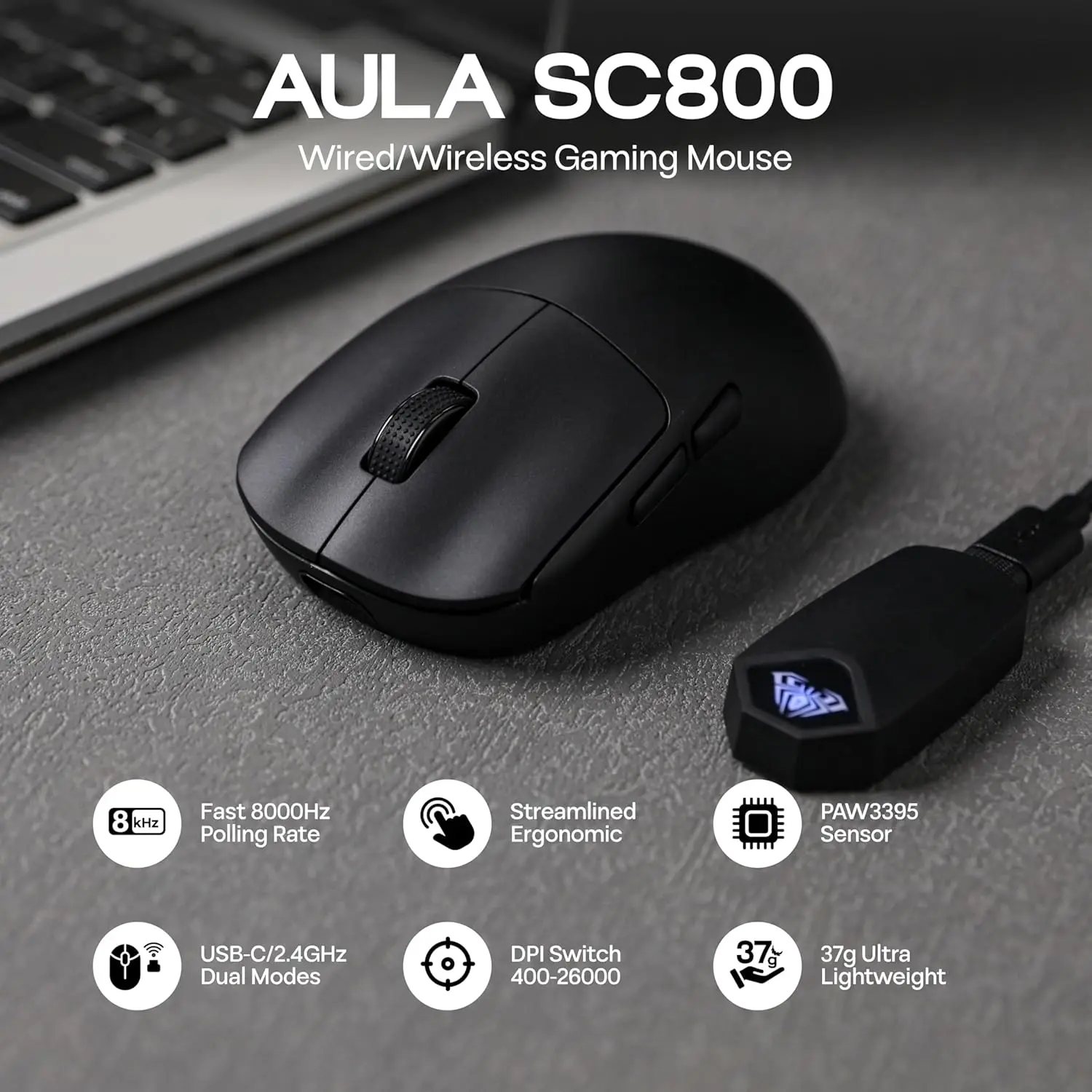 Gaming Hand Accessories - AULA SC800 Mouse da gioco USB-C